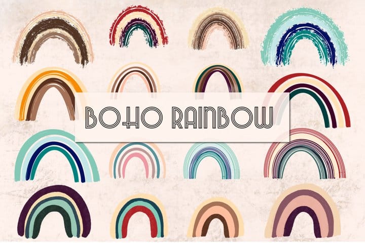 Free Boho Rainbow Clipart PNG, SVG
