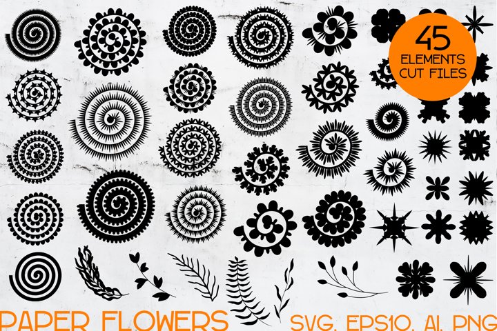 Free Rolled Paper Flower Templates SVG File