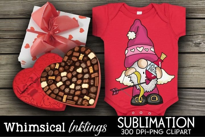 Free Cupid Valentine Gnome Sublimation Clipart