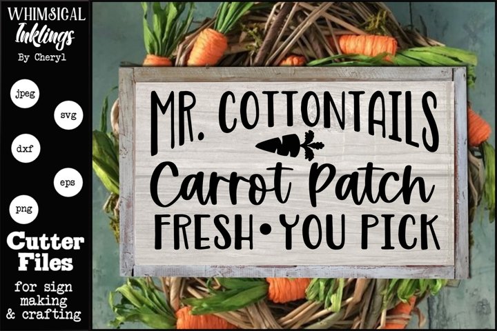 Free Mr Cottontails carrot Patch SVG