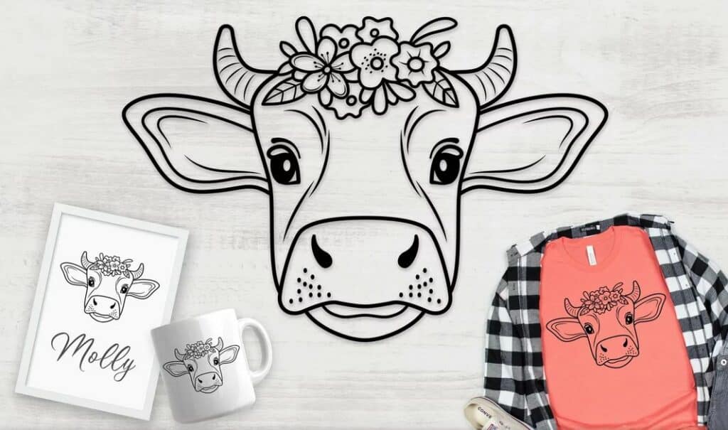 Free Floral Cow SVG File