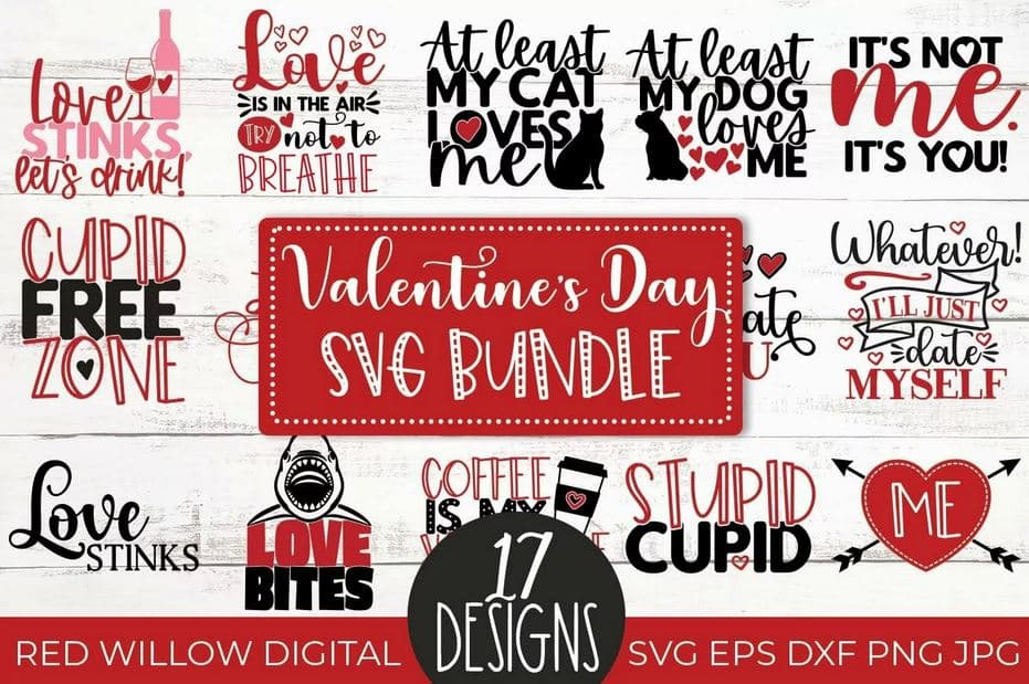 Huge Free Valentines Day SVG Bundle