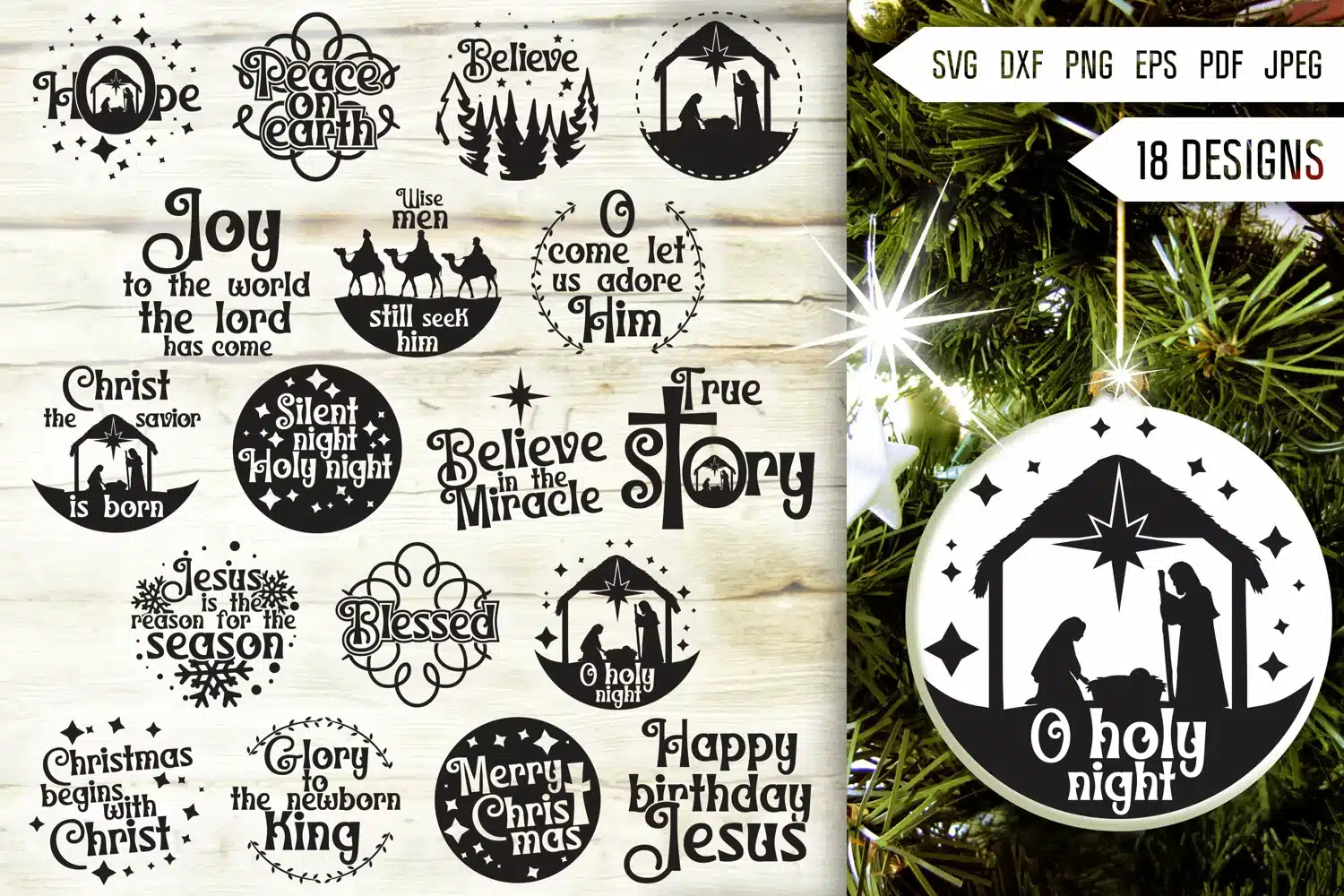 Free Nativity Christmas Ornament Bundle SVG