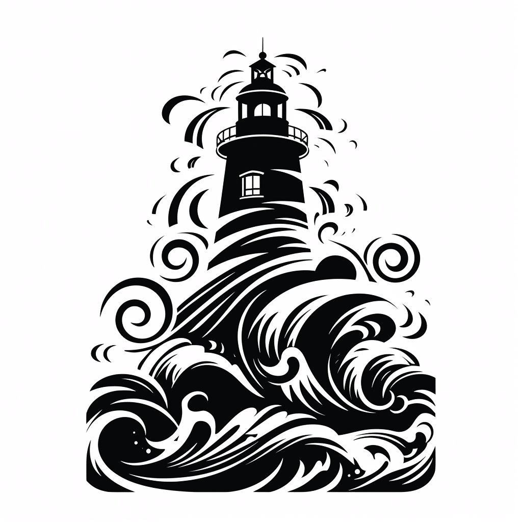 Free Lighthouse in a Storm Tattoo SVG